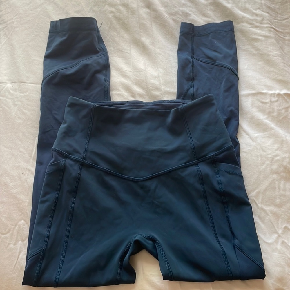 LULULEMON athletic leggings dark aqua blue